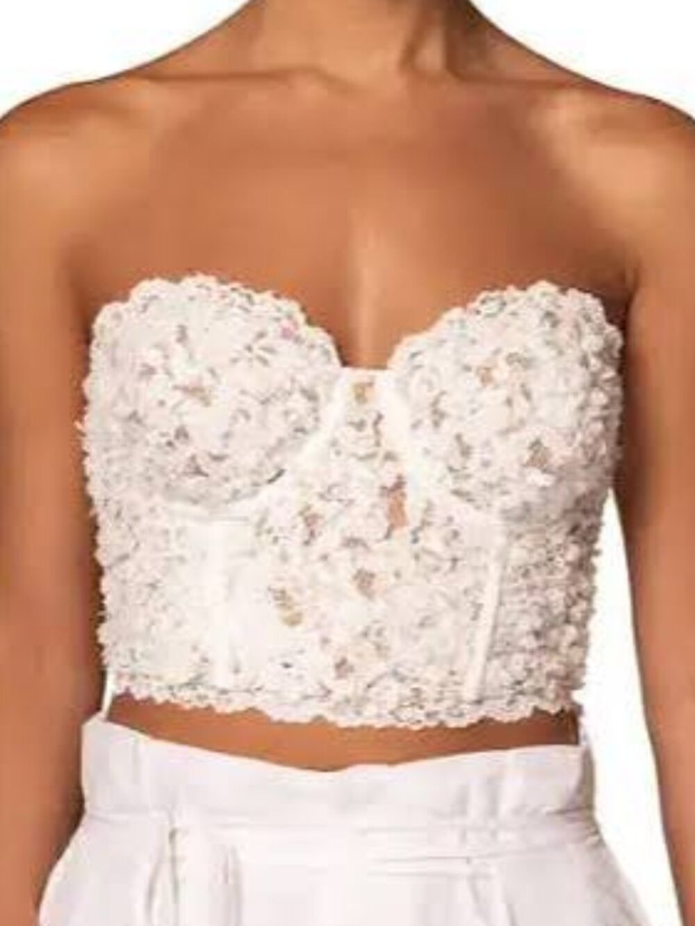 JLUXLABEL Bridal Yours Truly 3D Floral Corset Top NWT M